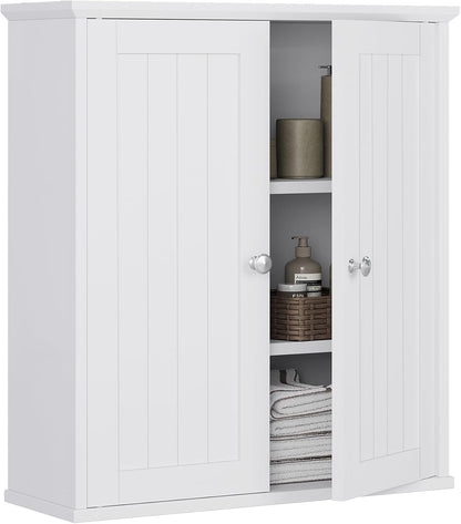 Bathroom Wall Cabinet, Bathroom Cabinet Wall Mount, Over the Toilet Space Saver Storage Cabinets, White Medicine Cabinets with 2 Doors