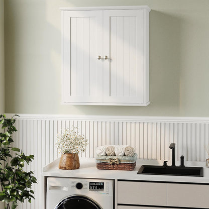 Bathroom Wall Cabinet, Bathroom Cabinet Wall Mount, Over the Toilet Space Saver Storage Cabinets, White Medicine Cabinets with 2 Doors