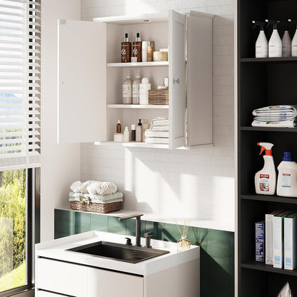 Bathroom Wall Cabinet, Bathroom Cabinet Wall Mount, Over the Toilet Space Saver Storage Cabinets, White Medicine Cabinets with 2 Doors