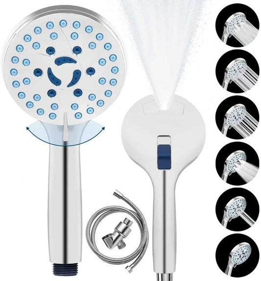 Shower Head with Handheld Sprayer Combo, 6-Mode Detachable Hand Held Showerhead with Power Wash & Pause Button - Shower Head with Handheld Spray Combo for Tub, Tile, Pets & RV
