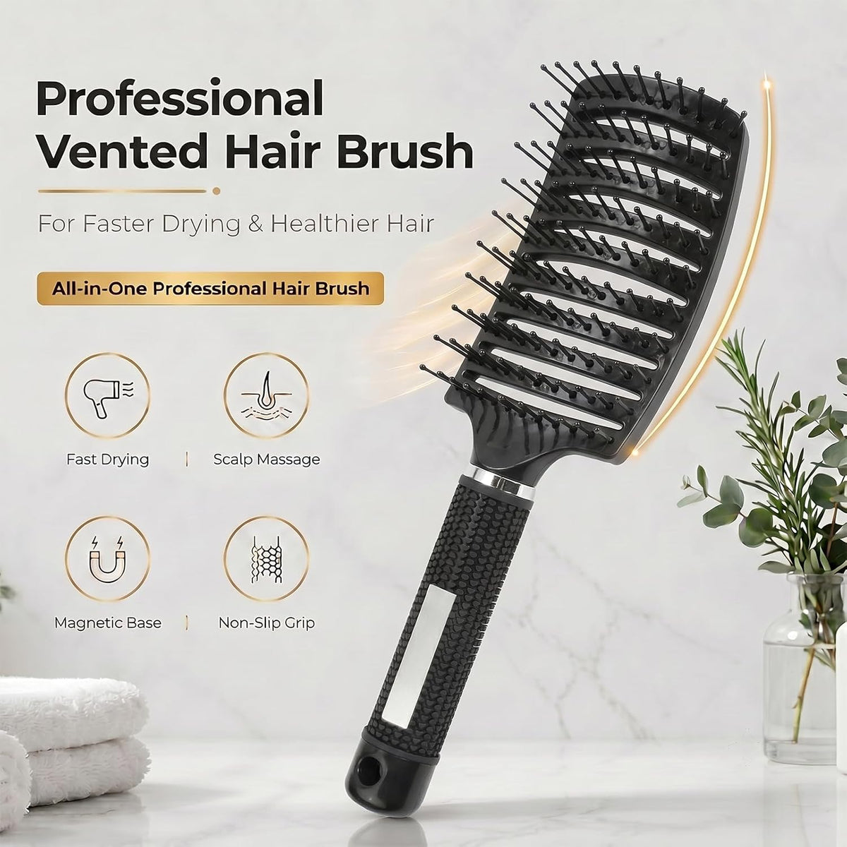 Curved Vented Hair Brush,Detangler Brush Faster Blow Drying for Women, Men
