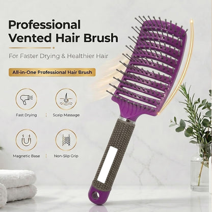 Curved Vented Hair Brush,Detangler Brush Faster Blow Drying for Women, Men