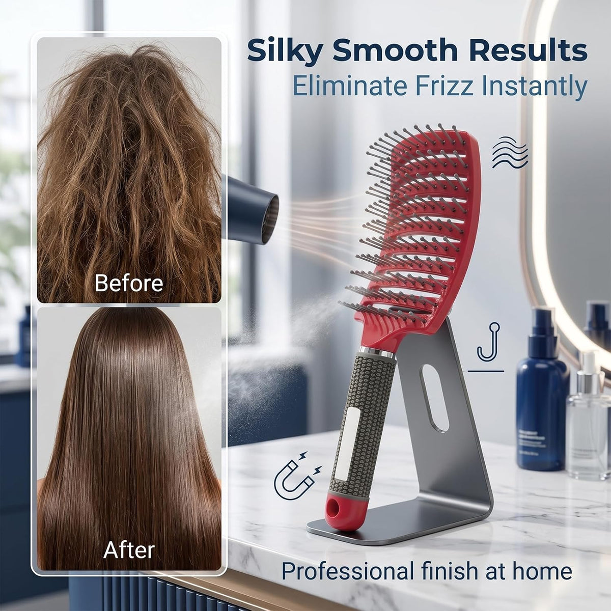 Curved Vented Hair Brush,Detangler Brush Faster Blow Drying for Women, Men