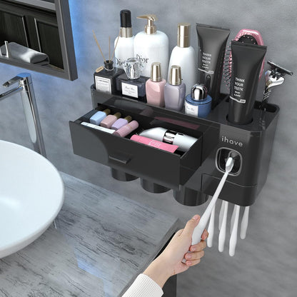 Toothbrush Holders Wall Mounted with Toothpaste Dispenser & 2 Cups