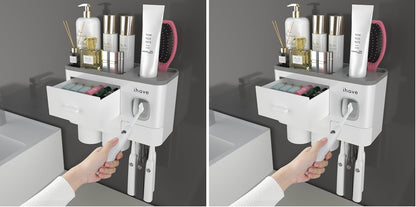 Toothbrush Holders Wall Mounted with Toothpaste Dispenser & 2 Cups