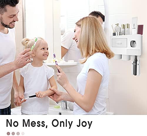 Toothbrush Holders Wall Mounted with Toothpaste Dispenser & 2 Cups