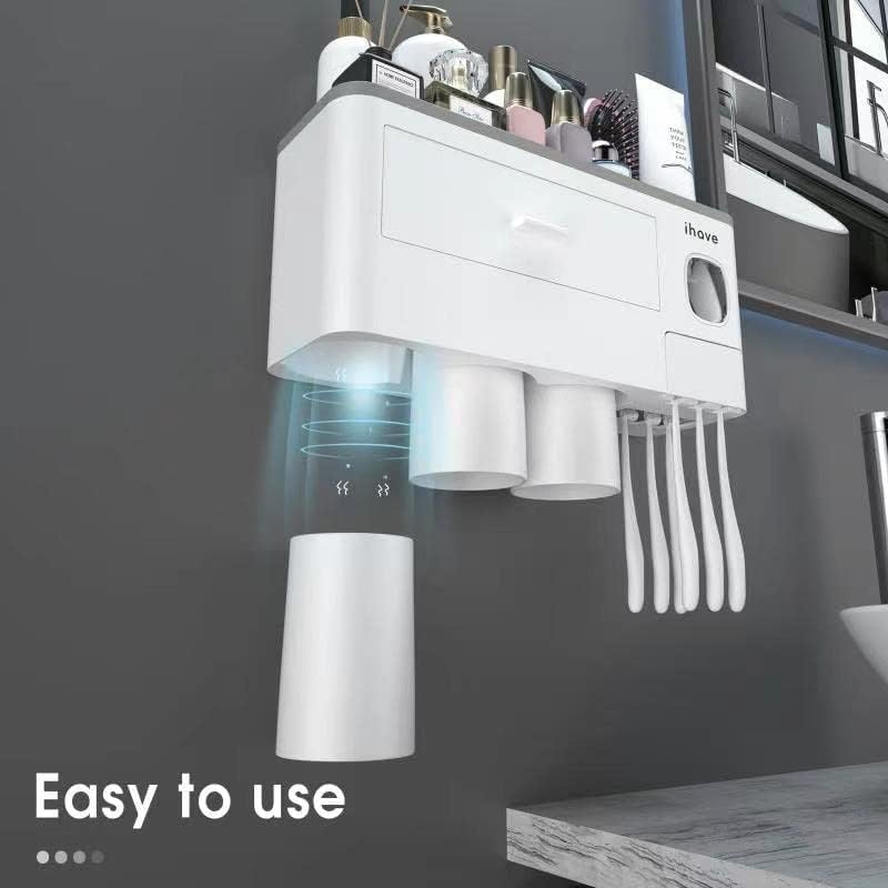 Toothbrush Holders Wall Mounted with Toothpaste Dispenser & 2 Cups