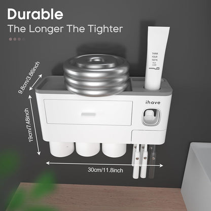 Toothbrush Holders Wall Mounted with Toothpaste Dispenser & 2 Cups
