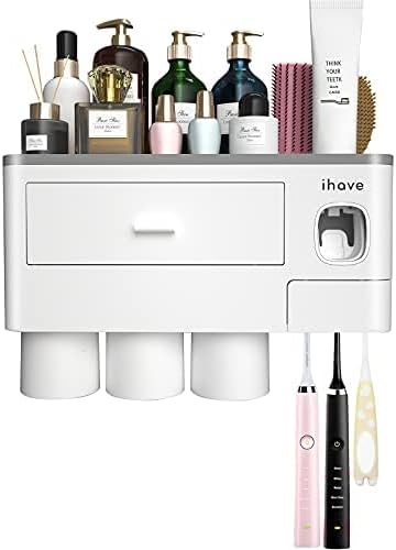 Toothbrush Holders Wall Mounted with Toothpaste Dispenser & 2 Cups