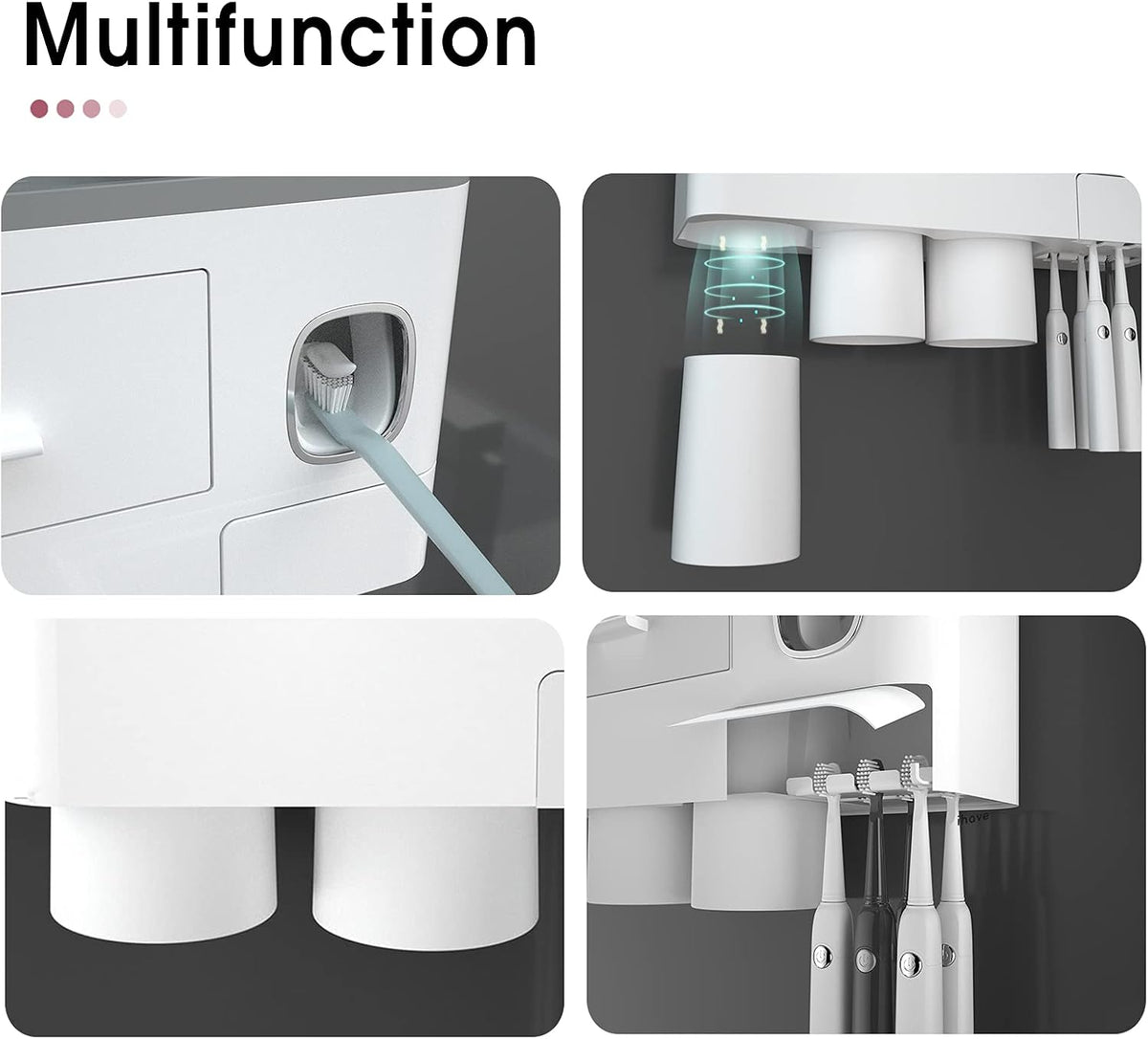 Toothbrush Holders Wall Mounted with Toothpaste Dispenser & 2 Cups