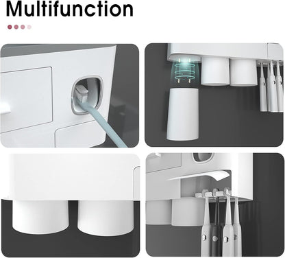 Toothbrush Holders Wall Mounted with Toothpaste Dispenser & 2 Cups