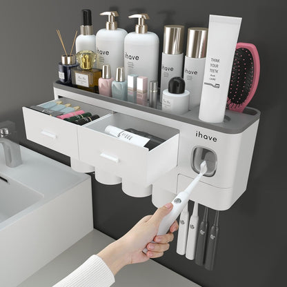 Toothbrush Holders Wall Mounted with Toothpaste Dispenser & 2 Cups