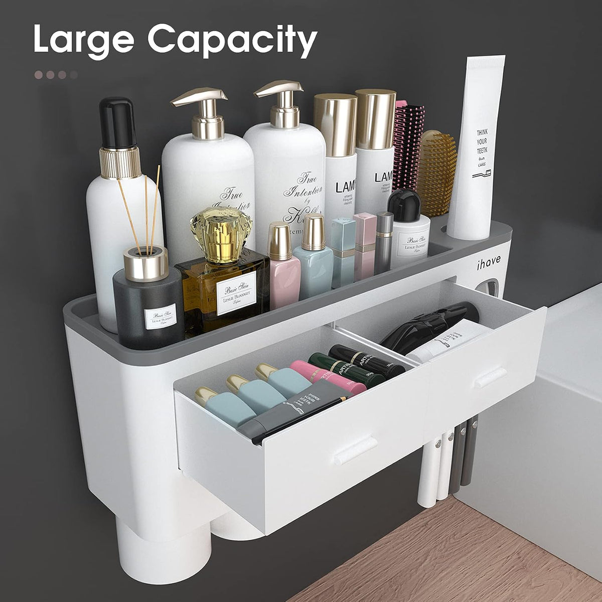 Toothbrush Holders Wall Mounted with Toothpaste Dispenser & 2 Cups