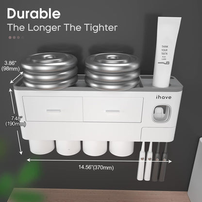 Toothbrush Holders Wall Mounted with Toothpaste Dispenser & 2 Cups