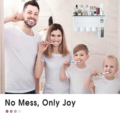 Toothbrush Holders Wall Mounted with Toothpaste Dispenser & 2 Cups