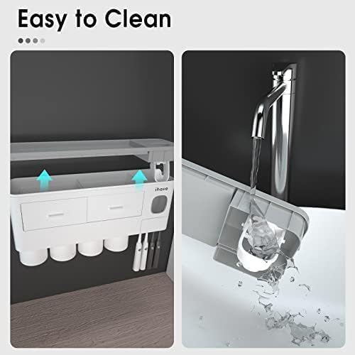 Toothbrush Holders Wall Mounted with Toothpaste Dispenser & 2 Cups