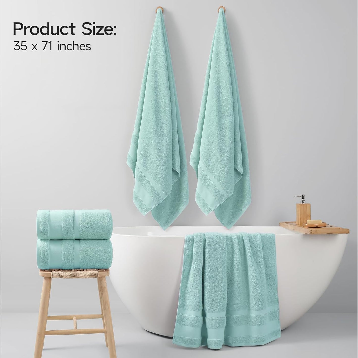 REDKISS 100% Cotton Bath Towels Set of 4, Extra Large Bath Sheets 27 X 59 Inches, 600 GSM, Quick Dry, Ultra Soft & Super Absorbent Bathroom Towel Sets for Bathroom, Gym, Spa, Pool & Hotel, Dark Grey