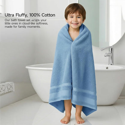 REDKISS 100% Cotton Bath Towels Set of 4, Extra Large Bath Sheets 27 X 59 Inches, 600 GSM, Quick Dry, Ultra Soft & Super Absorbent Bathroom Towel Sets for Bathroom, Gym, Spa, Pool & Hotel, Dark Grey