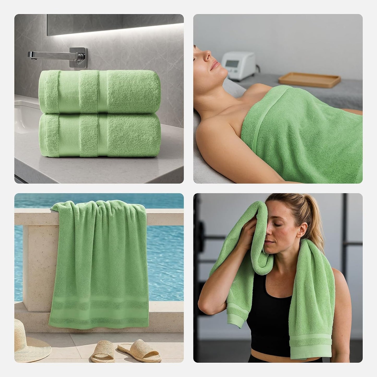 REDKISS 100% Cotton Bath Towels Set of 4, Extra Large Bath Sheets 27 X 59 Inches, 600 GSM, Quick Dry, Ultra Soft & Super Absorbent Bathroom Towel Sets for Bathroom, Gym, Spa, Pool & Hotel, Dark Grey