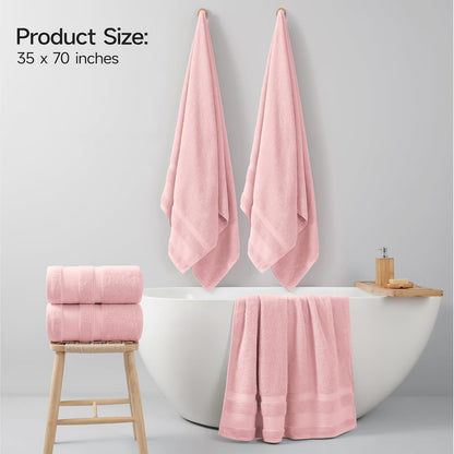 REDKISS 100% Cotton Bath Towels Set of 4, Extra Large Bath Sheets 27 X 59 Inches, 600 GSM, Quick Dry, Ultra Soft & Super Absorbent Bathroom Towel Sets for Bathroom, Gym, Spa, Pool & Hotel, Dark Grey
