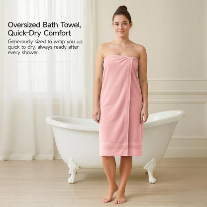REDKISS 100% Cotton Bath Towels Set of 4, Extra Large Bath Sheets 27 X 59 Inches, 600 GSM, Quick Dry, Ultra Soft & Super Absorbent Bathroom Towel Sets for Bathroom, Gym, Spa, Pool & Hotel, Dark Grey