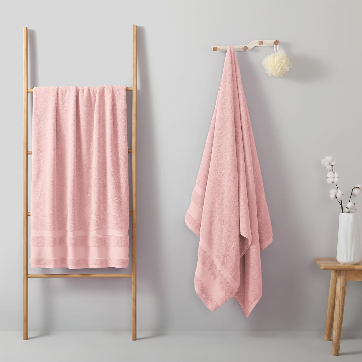 REDKISS 100% Cotton Bath Towels Set of 4, Extra Large Bath Sheets 27 X 59 Inches, 600 GSM, Quick Dry, Ultra Soft & Super Absorbent Bathroom Towel Sets for Bathroom, Gym, Spa, Pool & Hotel, Dark Grey