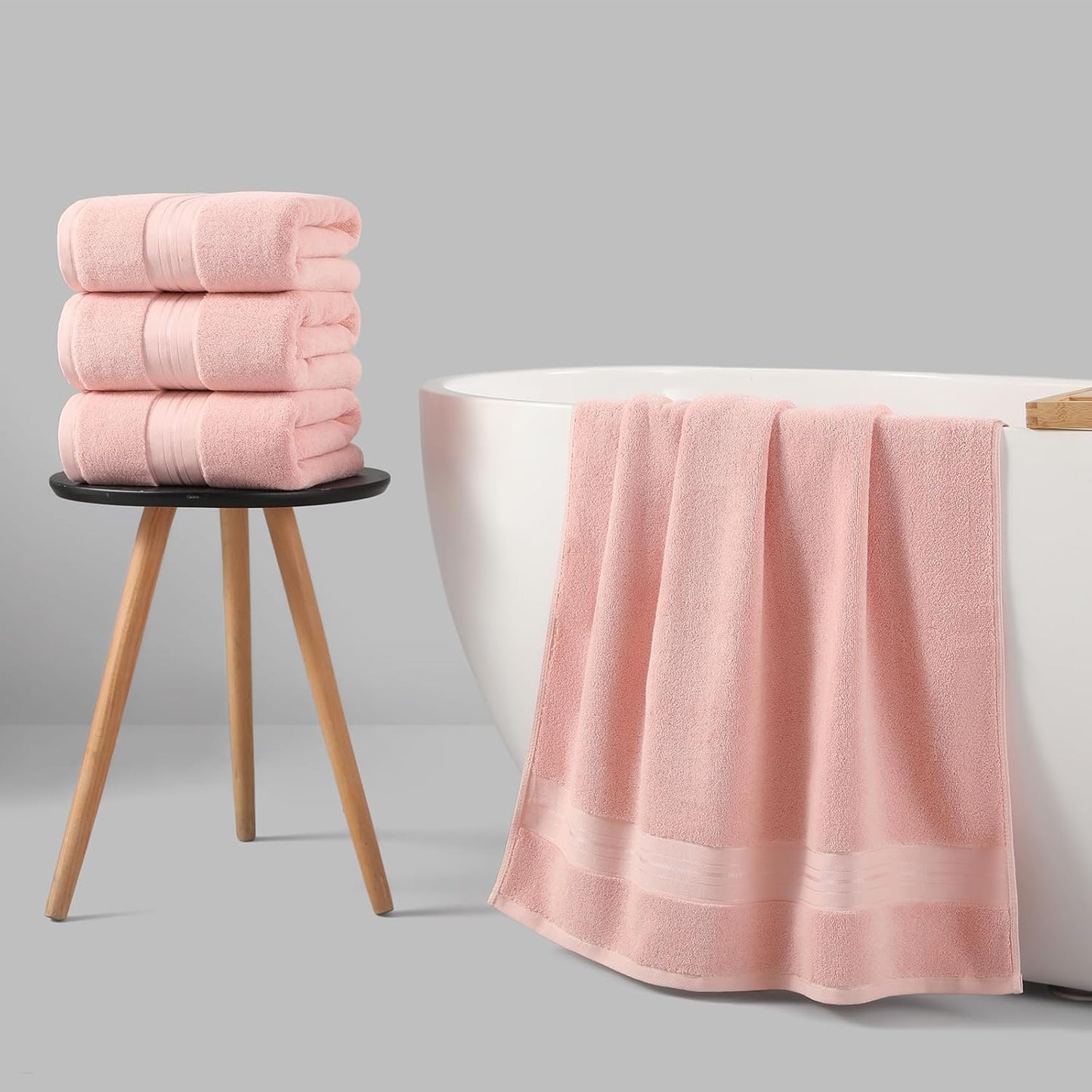 REDKISS 100% Cotton Bath Towels Set of 4, Extra Large Bath Sheets 27 X 59 Inches, 600 GSM, Quick Dry, Ultra Soft & Super Absorbent Bathroom Towel Sets for Bathroom, Gym, Spa, Pool & Hotel, Dark Grey