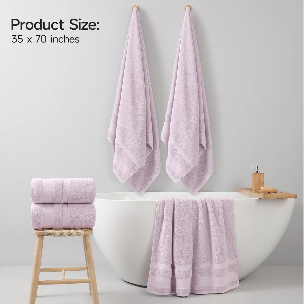 REDKISS 100% Cotton Bath Towels Set of 4, Extra Large Bath Sheets 27 X 59 Inches, 600 GSM, Quick Dry, Ultra Soft & Super Absorbent Bathroom Towel Sets for Bathroom, Gym, Spa, Pool & Hotel, Dark Grey