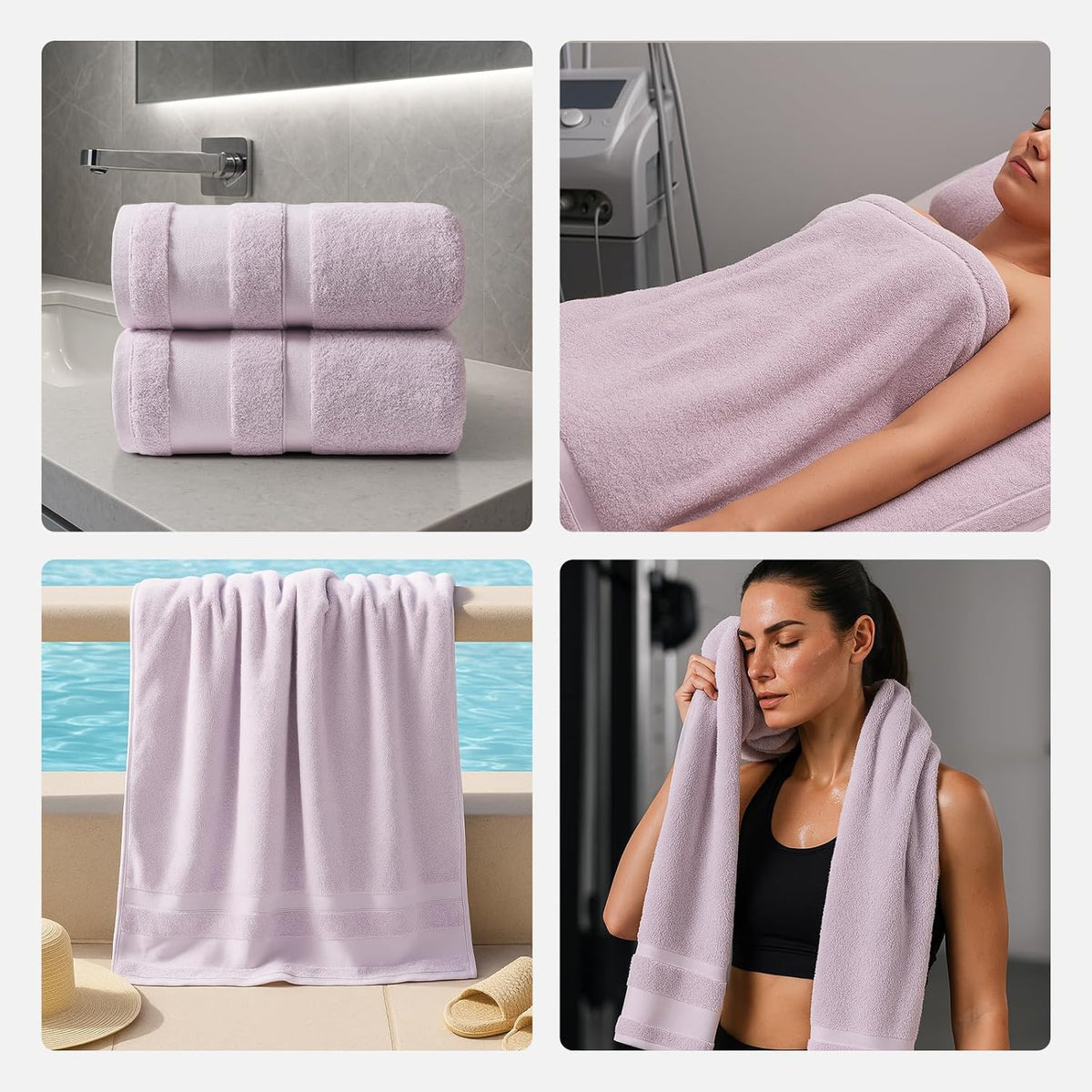 REDKISS 100% Cotton Bath Towels Set of 4, Extra Large Bath Sheets 27 X 59 Inches, 600 GSM, Quick Dry, Ultra Soft & Super Absorbent Bathroom Towel Sets for Bathroom, Gym, Spa, Pool & Hotel, Dark Grey