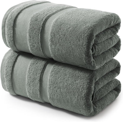 REDKISS 100% Cotton Bath Towels Set of 4, Extra Large Bath Sheets 27 X 59 Inches, 600 GSM, Quick Dry, Ultra Soft & Super Absorbent Bathroom Towel Sets for Bathroom, Gym, Spa, Pool & Hotel, Dark Grey
