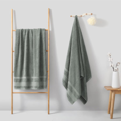 REDKISS 100% Cotton Bath Towels Set of 4, Extra Large Bath Sheets 27 X 59 Inches, 600 GSM, Quick Dry, Ultra Soft & Super Absorbent Bathroom Towel Sets for Bathroom, Gym, Spa, Pool & Hotel, Dark Grey