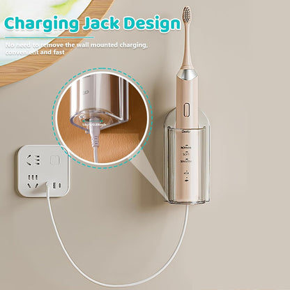 2 Pack Electric Toothbrush Holders for Bathroom, Wall Mounted Clear Electric Toothbrush Organizer, Self Adhesive Bathrooms Toothbrush Storage for Shower, Saving Space and Keep Drying