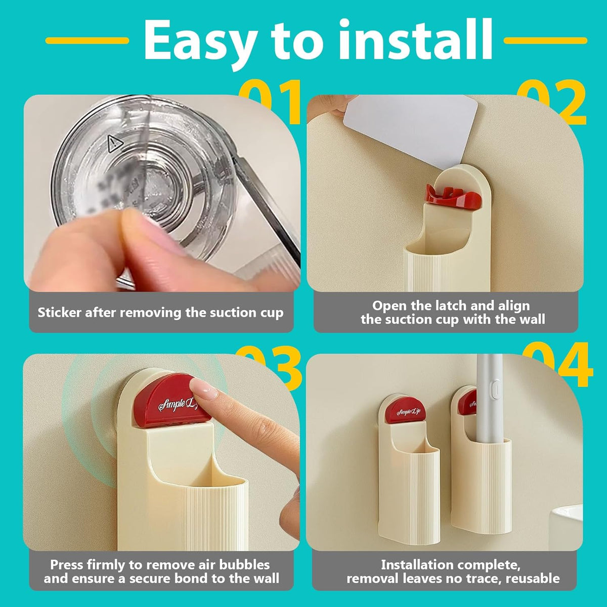 2 Pack Electric Toothbrush Holders for Bathroom, Wall Mounted Clear Electric Toothbrush Organizer, Self Adhesive Bathrooms Toothbrush Storage for Shower, Saving Space and Keep Drying