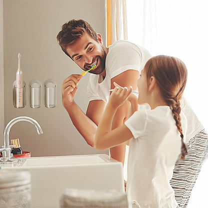 2 Pack Electric Toothbrush Holders for Bathroom, Wall Mounted Clear Electric Toothbrush Organizer, Self Adhesive Bathrooms Toothbrush Storage for Shower, Saving Space and Keep Drying