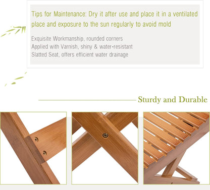 Folding Bamboo Stool for Shower, Leg Shaving and Foot Rest, Natural Bamboo Folding Stool, Folding Bamboo Shower Seat, Fully Assembled, 12 Inch High