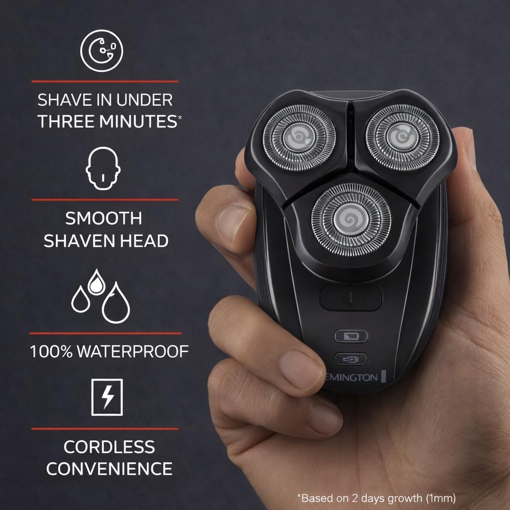 Balder Pro XR7000 Head Shaver for Men, Rotary Wet & Dry Razor | 5 Dual Track Rotary Blades, Hair Capture Chamber, Lithium Rechargeable, Waterproof, Pop-Up Trimmer for Detailing