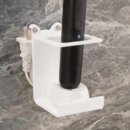 Electric Toothbrush Holder Wall Mounted, Electric Toothbrush Cord Organizer Holds 2 Chargers, Self Adhesive Electric Toothbrush Stand for Bathroom, Medicine Cabinet, Dorm(Black)