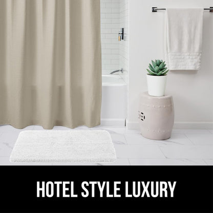 White Waffle Style Textured Fabric Shower Curtain, 72x72