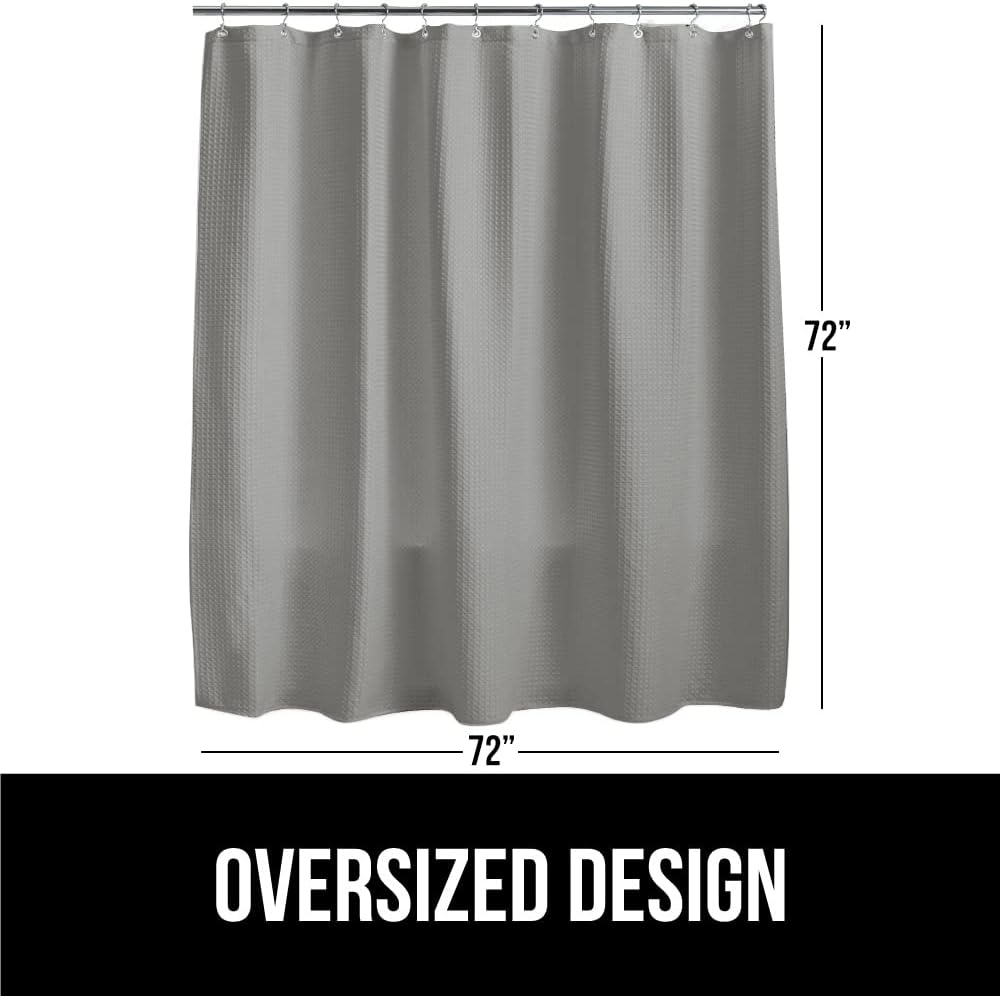 White Waffle Style Textured Fabric Shower Curtain, 72x72