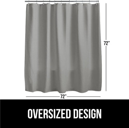 White Waffle Style Textured Fabric Shower Curtain, 72x72