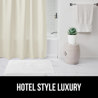 White Waffle Style Textured Fabric Shower Curtain, 72x72