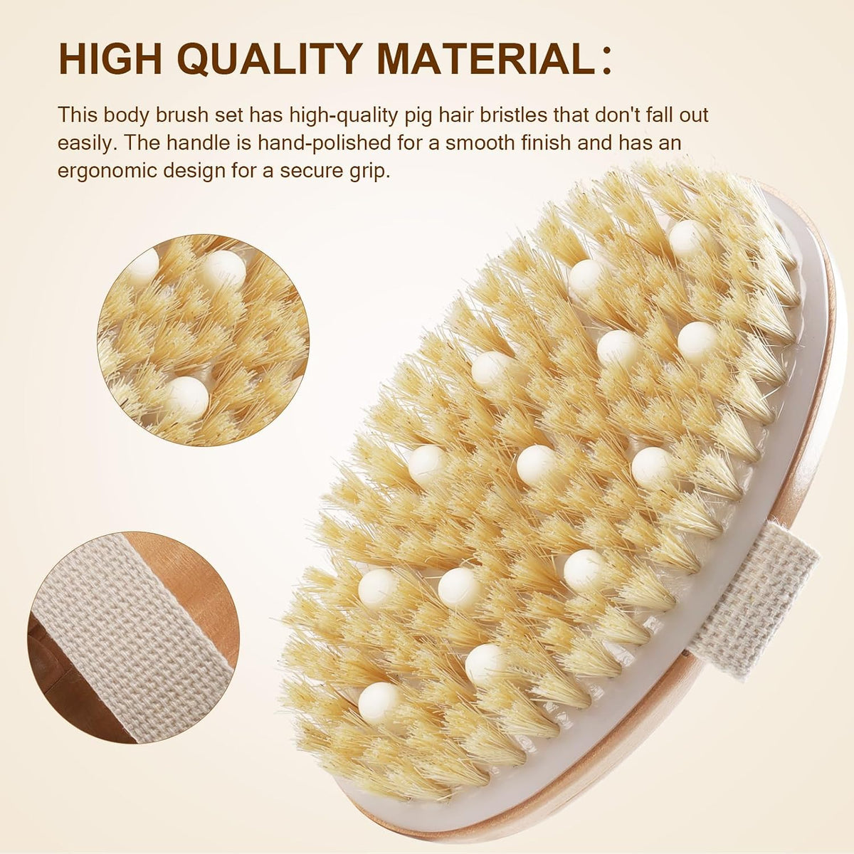 Dry Brush Set with 3 Detachable Heads, Natural Boar Bristle
