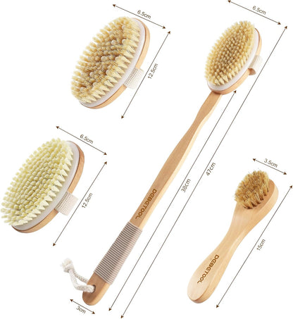 Dry Brush Set with 3 Detachable Heads, Natural Boar Bristle