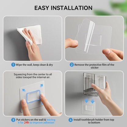 3 Slots Detachable Toothbrush Holders Wall Mounted for Bathrooms