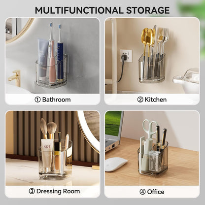 3 Slots Detachable Toothbrush Holders Wall Mounted for Bathrooms