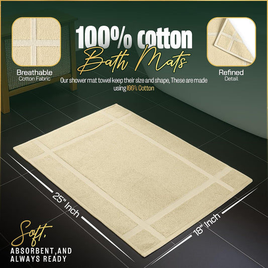 Pack of 6 100% Cotton Bath Mat Towels, 20x30 inches, Soft & Absorbent Floor Towels for Bathroom, Not Bathroom Rugs, After Shower Mat, 687 GSM, Machine Washable, Airbnb Essentials, White