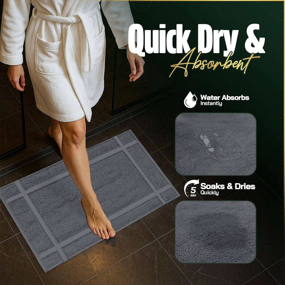 Pack of 6 100% Cotton Bath Mat Towels, 20x30 inches, Soft & Absorbent Floor Towels for Bathroom, Not Bathroom Rugs, After Shower Mat, 687 GSM, Machine Washable, Airbnb Essentials, White