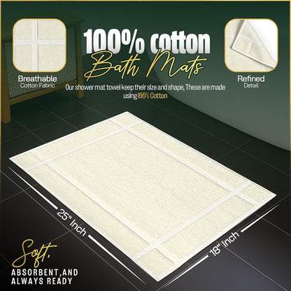 Pack of 6 100% Cotton Bath Mat Towels, 20x30 inches, Soft & Absorbent Floor Towels for Bathroom, Not Bathroom Rugs, After Shower Mat, 687 GSM, Machine Washable, Airbnb Essentials, White