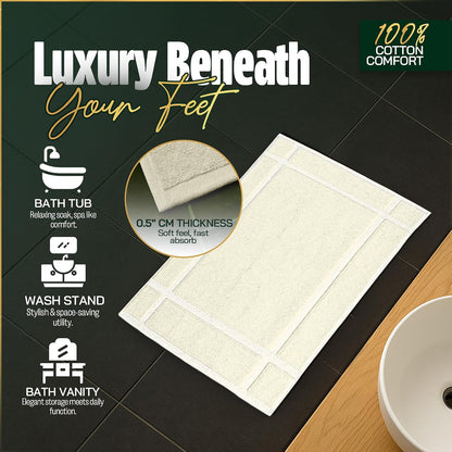 Pack of 6 100% Cotton Bath Mat Towels, 20x30 inches, Soft & Absorbent Floor Towels for Bathroom, Not Bathroom Rugs, After Shower Mat, 687 GSM, Machine Washable, Airbnb Essentials, White