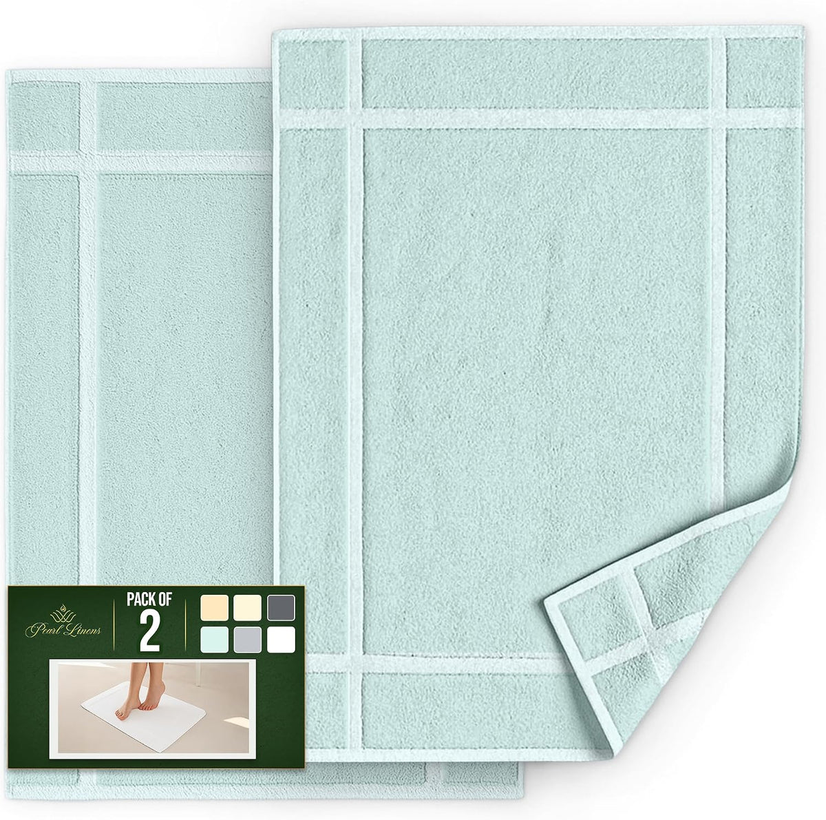 Pack of 6 100% Cotton Bath Mat Towels, 20x30 inches, Soft & Absorbent Floor Towels for Bathroom, Not Bathroom Rugs, After Shower Mat, 687 GSM, Machine Washable, Airbnb Essentials, White